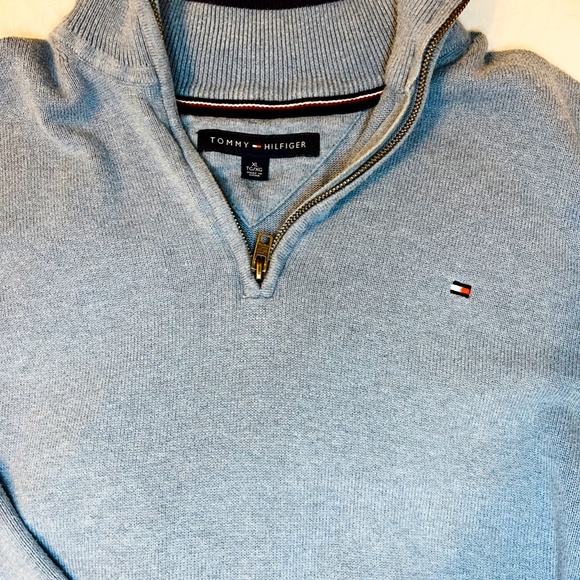 Tommy Hilfiger Blue Zip Pullover Sweater - Size XL Oversized Relaxed Fit - Picture 5 of 5